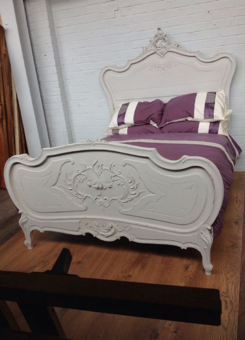 PAINTED FRENCH CARVED WALNUT BED - ADDITIONAL PHOTO 3