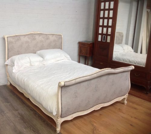 ANTIQUE FRENCH UPHOLSTERED CORBEILLE BED KINGSIZE WIDTH - ADDITIONAL PHOTO 14
