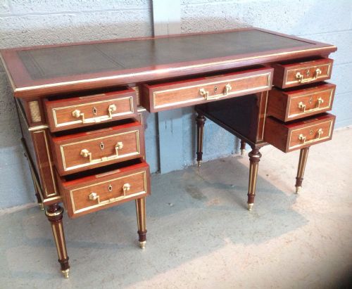 FRENCH MAHOGANY AND BRASS WRITING DESK - ADDITIONAL PHOTO 1