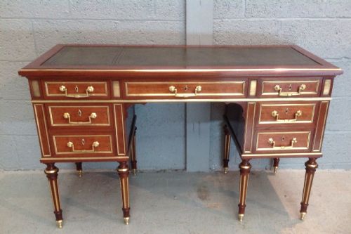 FRENCH MAHOGANY AND BRASS WRITING DESK - ADDITIONAL PHOTO 12
