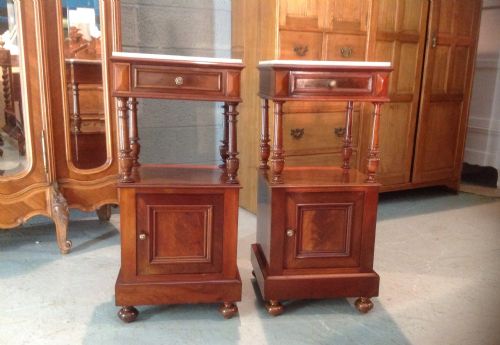 pair of french mahogany bedside cabinets - CATEGORY: ANTIQUE CABINETS - DATED 1880