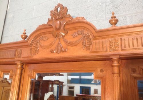CARVED FRENCH OAK TRIPLE ARMOIRE OR BOOKCASE - ADDITIONAL PHOTO 1