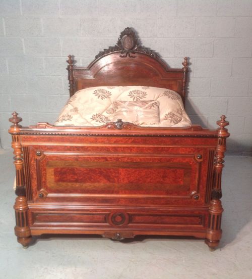rosewood french carved bed - CATEGORY: ANTIQUE BEDS - DATED 1890