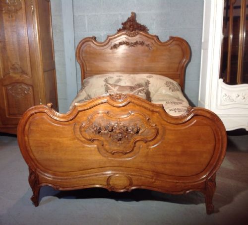 carved oak french bed - CATEGORY: ANTIQUE BEDS - DATED 1910