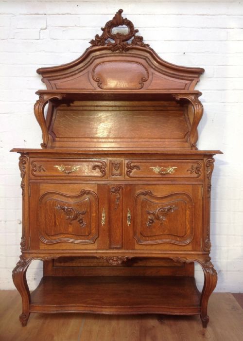french oak carved server sideboard - CATEGORY: ANTIQUE SIDEBOARDS - DATED 1910