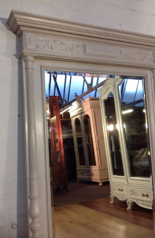 LARGE PAINTED FRENCH WALL MIRROR - ADDITIONAL PHOTO 4