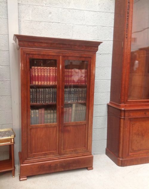 french mahogany glazed bookcase - CATEGORY: ANTIQUE BOOKCASES - DATED 1890