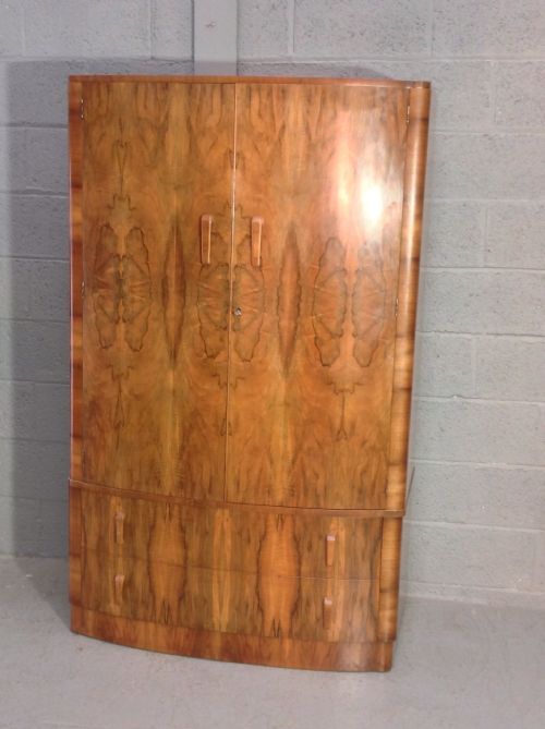 art deco walnut fitted wardrobe - CATEGORY: ANTIQUE WARDROBES - DATED 1930