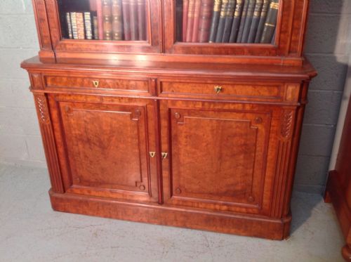 VERY TALL PLUM PUDDING MAHOGANY FRENCH BOOKCASE - ADDITIONAL PHOTO 1