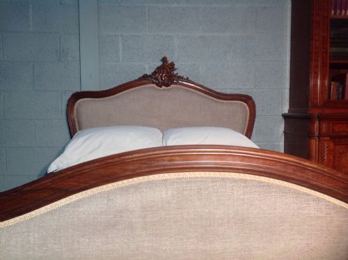FRENCH ROSEWOOD BED NEWLY UPHOLSTERED - ADDITIONAL PHOTO 1