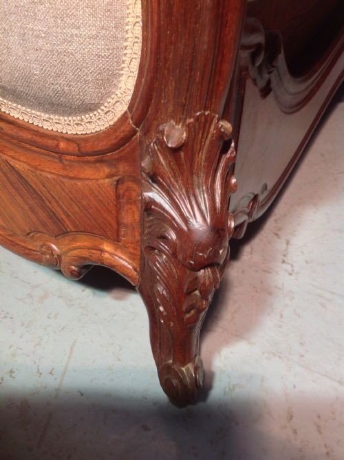 FRENCH ROSEWOOD BED NEWLY UPHOLSTERED - ADDITIONAL PHOTO 5