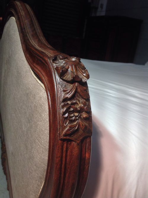 FRENCH ROSEWOOD BED NEWLY UPHOLSTERED - ADDITIONAL PHOTO 7