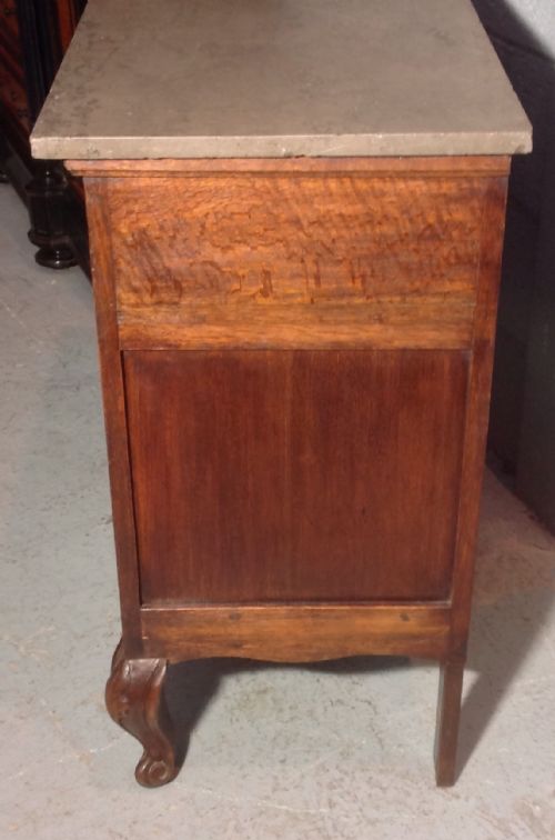 CARVED OAK FRENCH COMMODE WITH MARBLE TOP - ADDITIONAL PHOTO 7