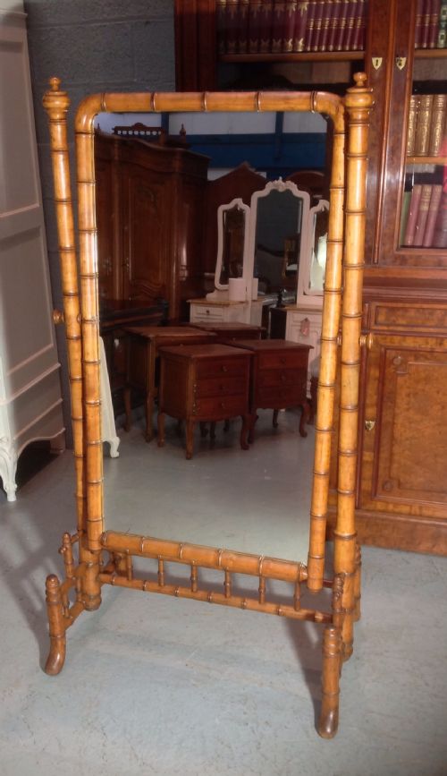 FAUX BAMBOO FRENCH CHEVAL MIRROR - ADDITIONAL PHOTO 5