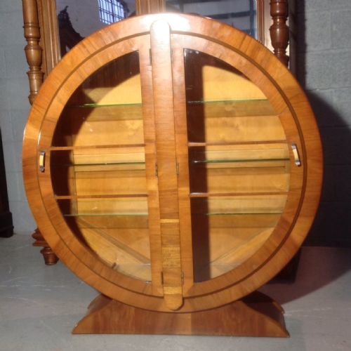 art deco walnut display cabinet - CATEGORY: ANTIQUE CABINETS - DATED 1940