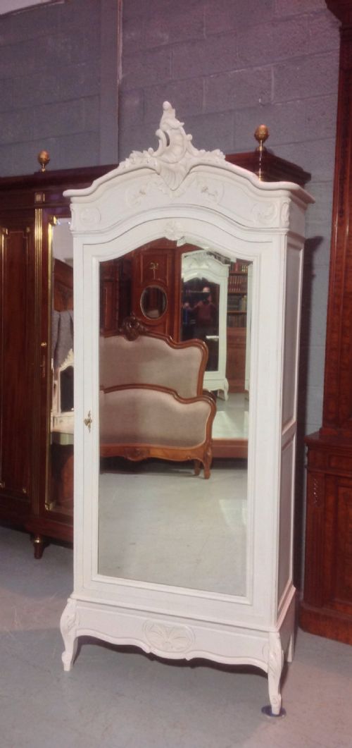 painted french carved walnut armoire - CATEGORY: ANTIQUE CUPBOARDS - DATED 1910