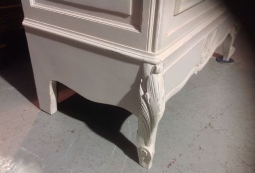 PAINTED FRENCH CARVED WALNUT ARMOIRE - ADDITIONAL PHOTO 4