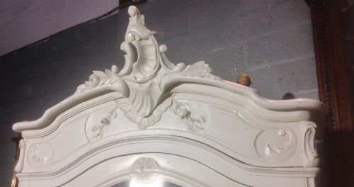 PAINTED FRENCH CARVED WALNUT ARMOIRE - ADDITIONAL PHOTO 8