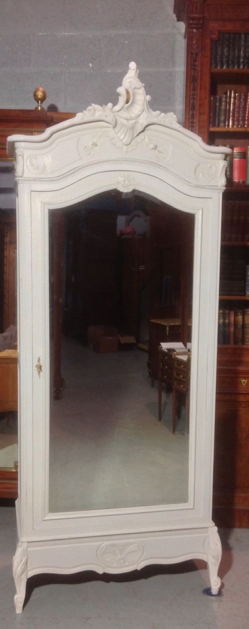 PAINTED FRENCH CARVED WALNUT ARMOIRE - ADDITIONAL PHOTO 9