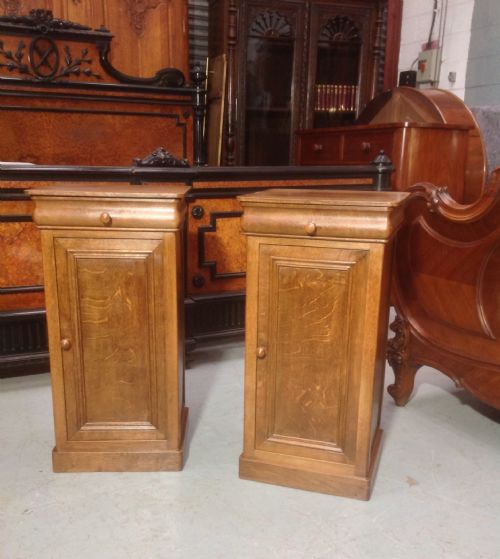 pair of french oak bedside cabinets - CATEGORY: ANTIQUE CABINETS - DATED 1890