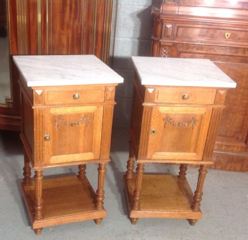 pair of french oak bedside cabinets - CATEGORY: ANTIQUE CABINETS - DATED 1920