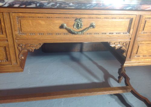 MARBLE TOPPED FRENCH OAK DRESSING TABLE - ADDITIONAL PHOTO 4