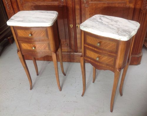 pair of inlaid french bedside cabinets - CATEGORY: ANTIQUE CABINETS - DATED 1920