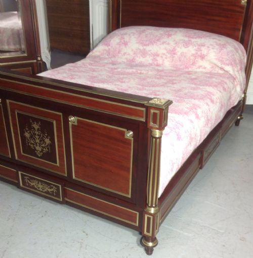 FRENCH BRASS AND MAHOGANY BED BY PARIS MAKER - ADDITIONAL PHOTO 2