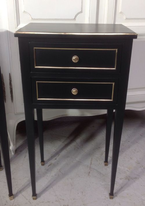 PAIR OF FRENCH EBONISED BEDSIDE CABINETS - ADDITIONAL PHOTO 2