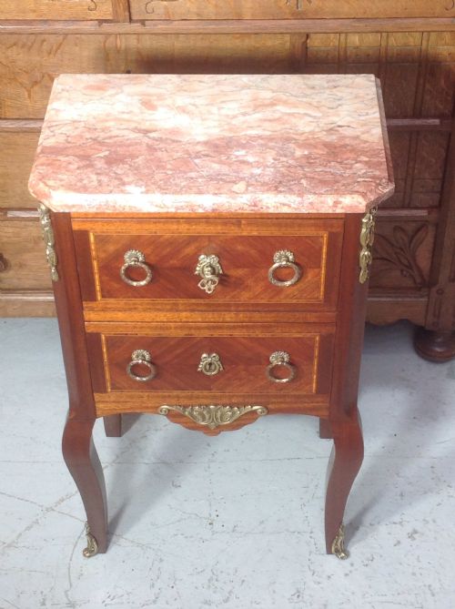 INLAID FRENCH MARBLE TOP CABINET - ADDITIONAL PHOTO 2