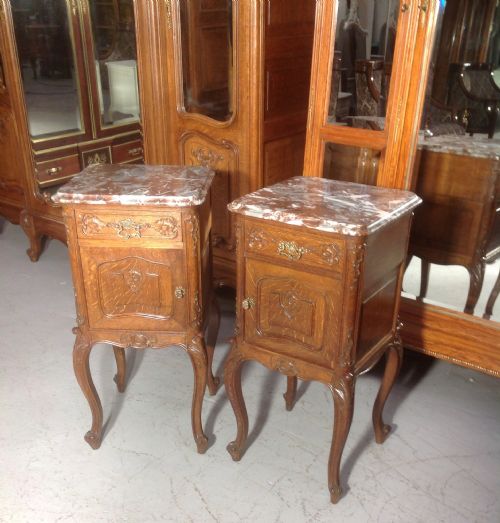 pair of french oak bedside cabinets - CATEGORY: ANTIQUE CUPBOARDS - DATED 1910