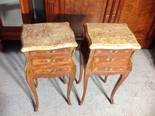PAIR OF FRENCH MARQUETRY BEDSIDE CABINETS - ADDITIONAL PHOTO 4