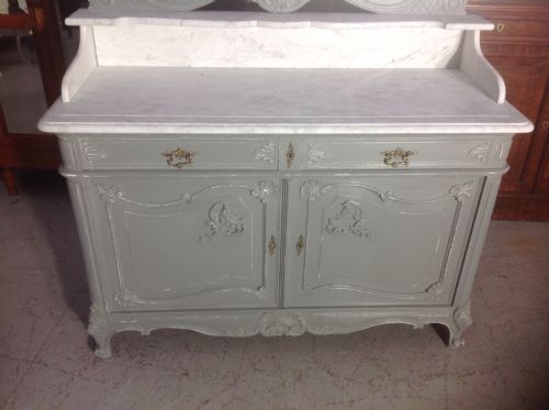 PAINTED FRENCH CARVED WAHSTAND - ADDITIONAL PHOTO 1
