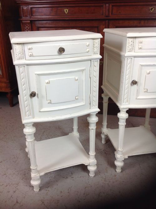 PAINTED PAIR OF FRENCH BEDSIDE CABINETS - ADDITIONAL PHOTO 1
