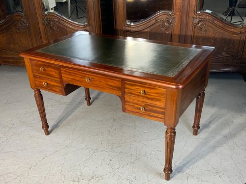french mahogany leather top desk - CATEGORY: ANTIQUE DESKS - DATED 1900