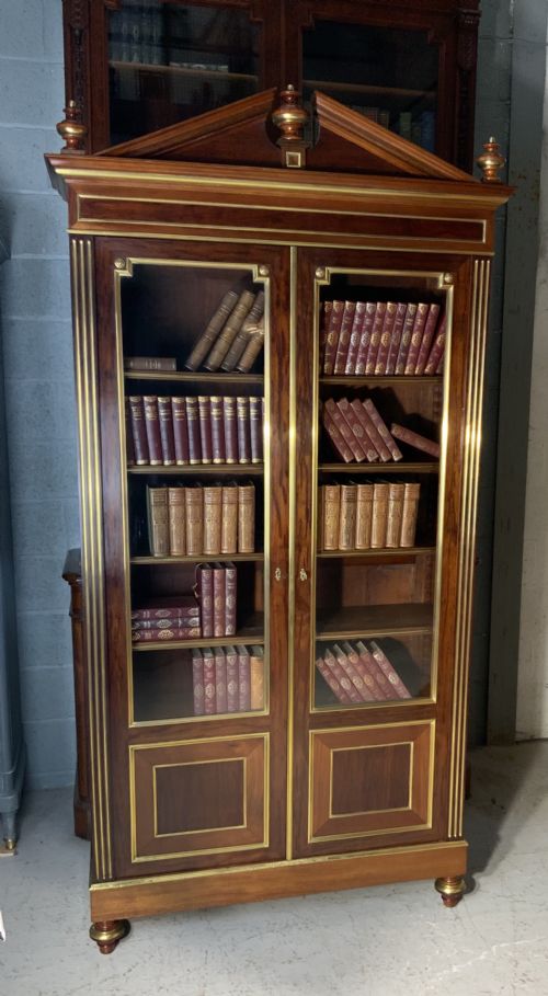 brass and mahogany french bookcase - CATEGORY: ANTIQUE BOOKCASES - DATED 1880