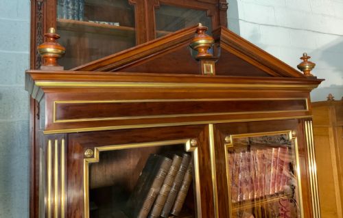 BRASS AND MAHOGANY FRENCH BOOKCASE - ADDITIONAL PHOTO 3