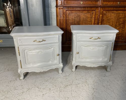 pair of painted french bedside cabinets - CATEGORY: ANTIQUE CUPBOARDS - DATED 1920