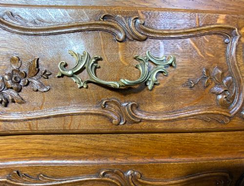 CARVED OAK FRENCH COMMODE CHEST OF DRAWERS - ADDITIONAL PHOTO 7