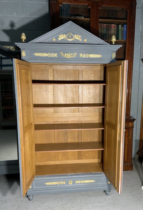 PAINTED FRENCH ARMOIRE WITH BRASS DETAILING - ADDITIONAL PHOTO 1
