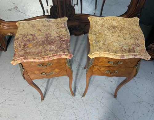 PAIR OF FRENCH INLAID MARQUETRY BEDSIDE CABINETS - ADDITIONAL PHOTO 1