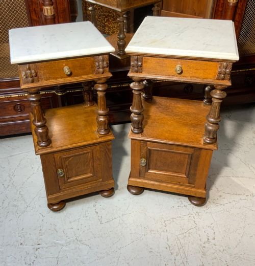 two oak french bedside cabinets - CATEGORY: ANTIQUE CABINETS - DATED 1910