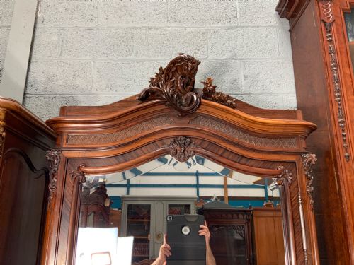 STUNNING CARVED FRENCH ROSEWOOD ARMOIRE - ADDITIONAL PHOTO 3