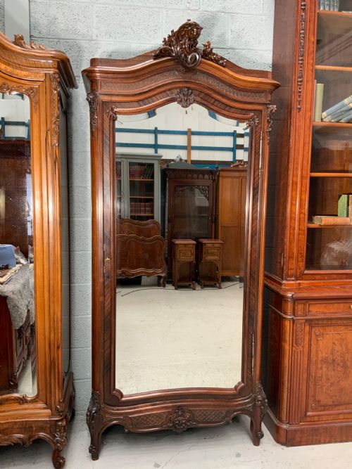 stunning carved french rosewood armoire - CATEGORY: ANTIQUE WARDROBES - DATED 1900