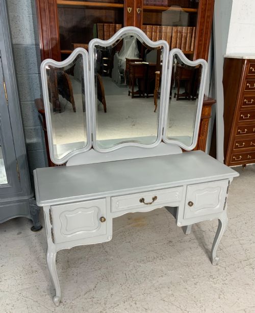 painted french dressing table in plummet grey - CATEGORY: ANTIQUE DRESSING TABLES - DATED 1920