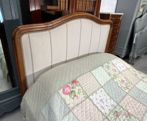 SOLID OAK FRENCH KING SIZE BED NEWLY UPHOLSTERED - ADDITIONAL PHOTO 3