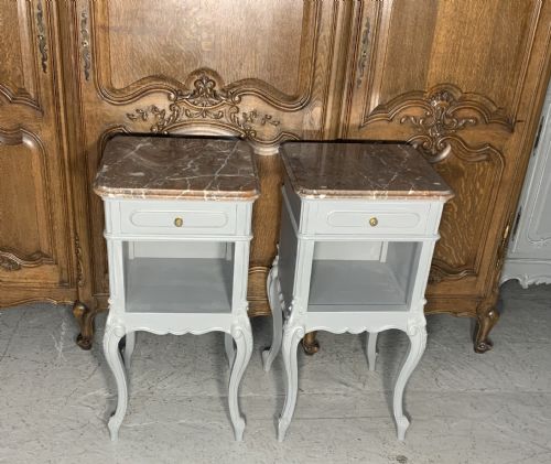 PAIR OF FRENCH PAINTED BEDSIDE CABINETS