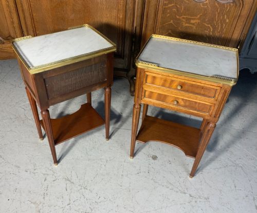 PAIR OF FRENCH BEDSIDE CABINETS WITH BRASS GALLERIES - ADDITIONAL PHOTO 3
