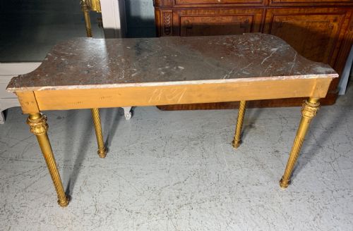 LARGE FRENCH MARBLE TOPPED GILT CONSOLE TABLE - ADDITIONAL PHOTO 12