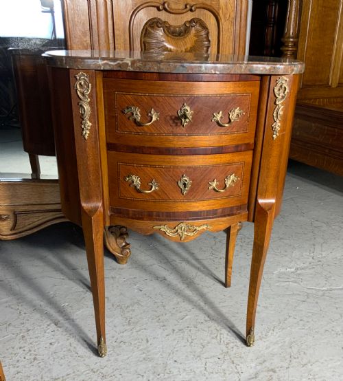 PAIR OF FRENCH MAHOGANY INLAID KIDNEY SHAPED CABINETS - ADDITIONAL PHOTO 2